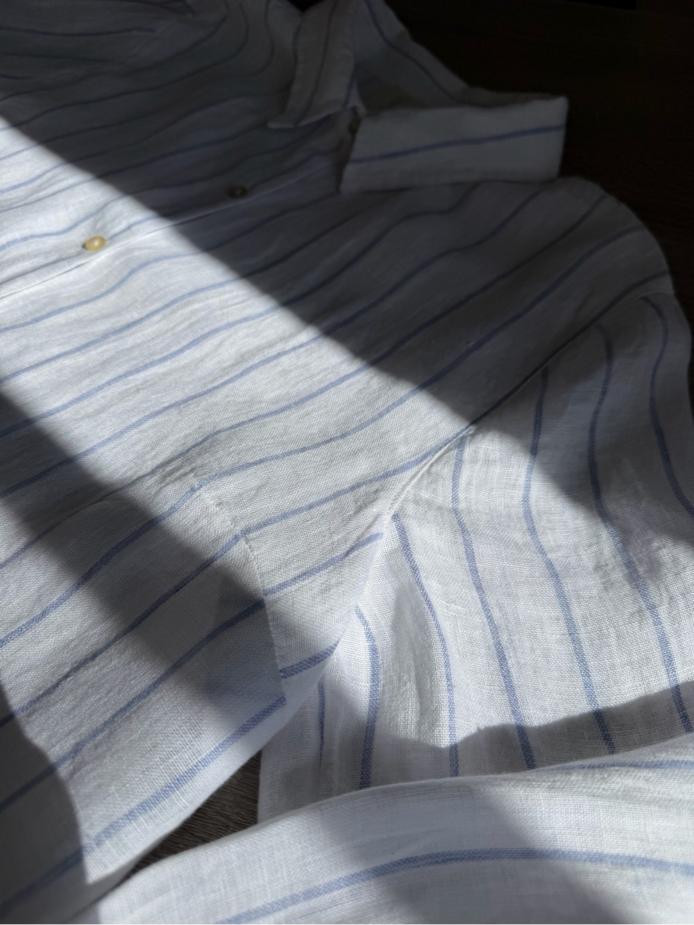 Joie 100% Linen Striped Light Blue Button Up Long Sleeve Shirt Size Large - Picture 5 of 9